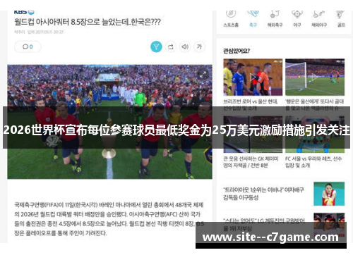 2026世界杯宣布每位参赛球员最低奖金为25万美元激励措施引发关注